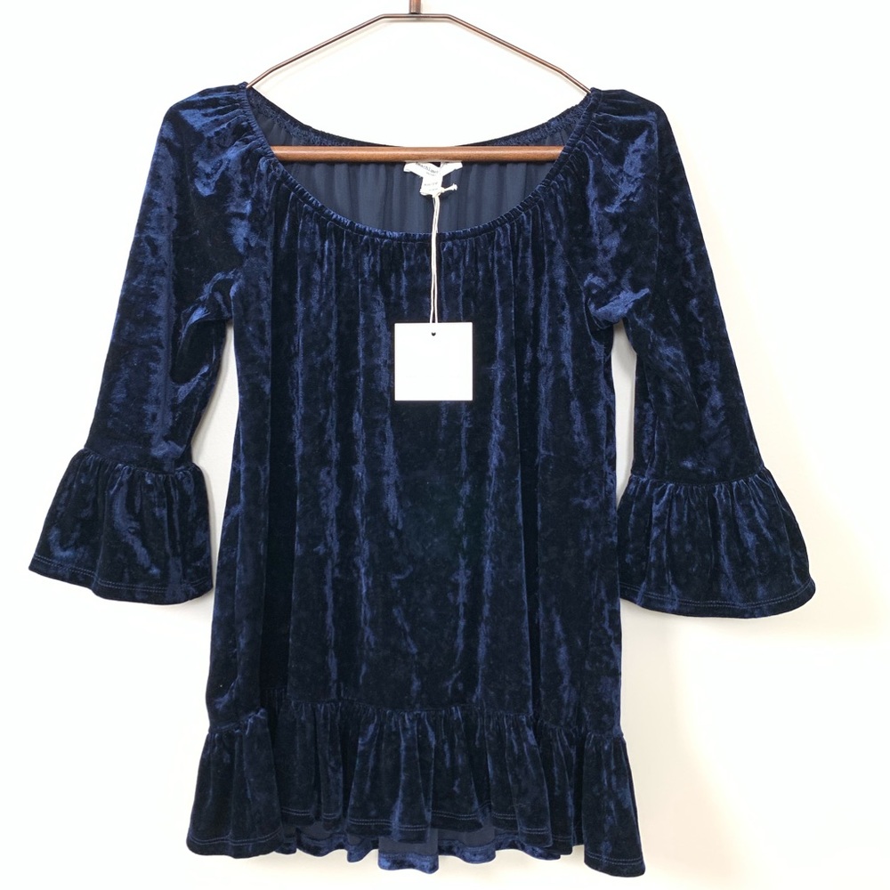 3/$10 !!! BeachLunchLounge Sapphire Blue Crushed Velvet Top